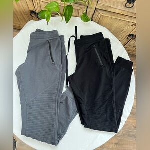 ALO Set of 2 Yoga Urban Moto Charcoal Black & Grey Sweatpants Women’s Size M